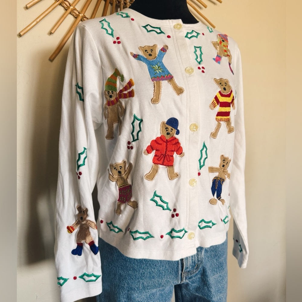 Michael Simon White Bear Pattern Sweater - image 2